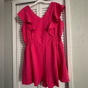 Pink Ruffle Sleeve Romper